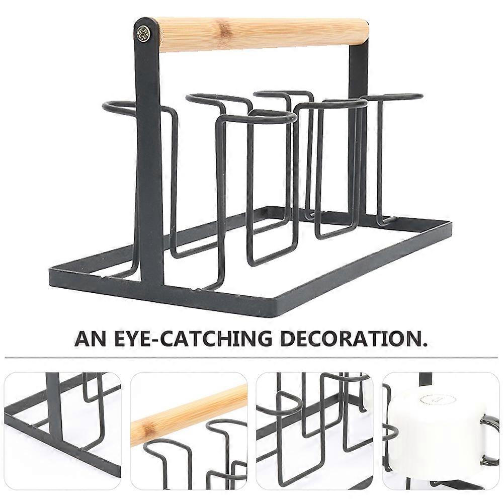 Mug Stacker Nordic Style Water Cup Draining Rack Black 24.5X14.5CM Drying Cups 1Set