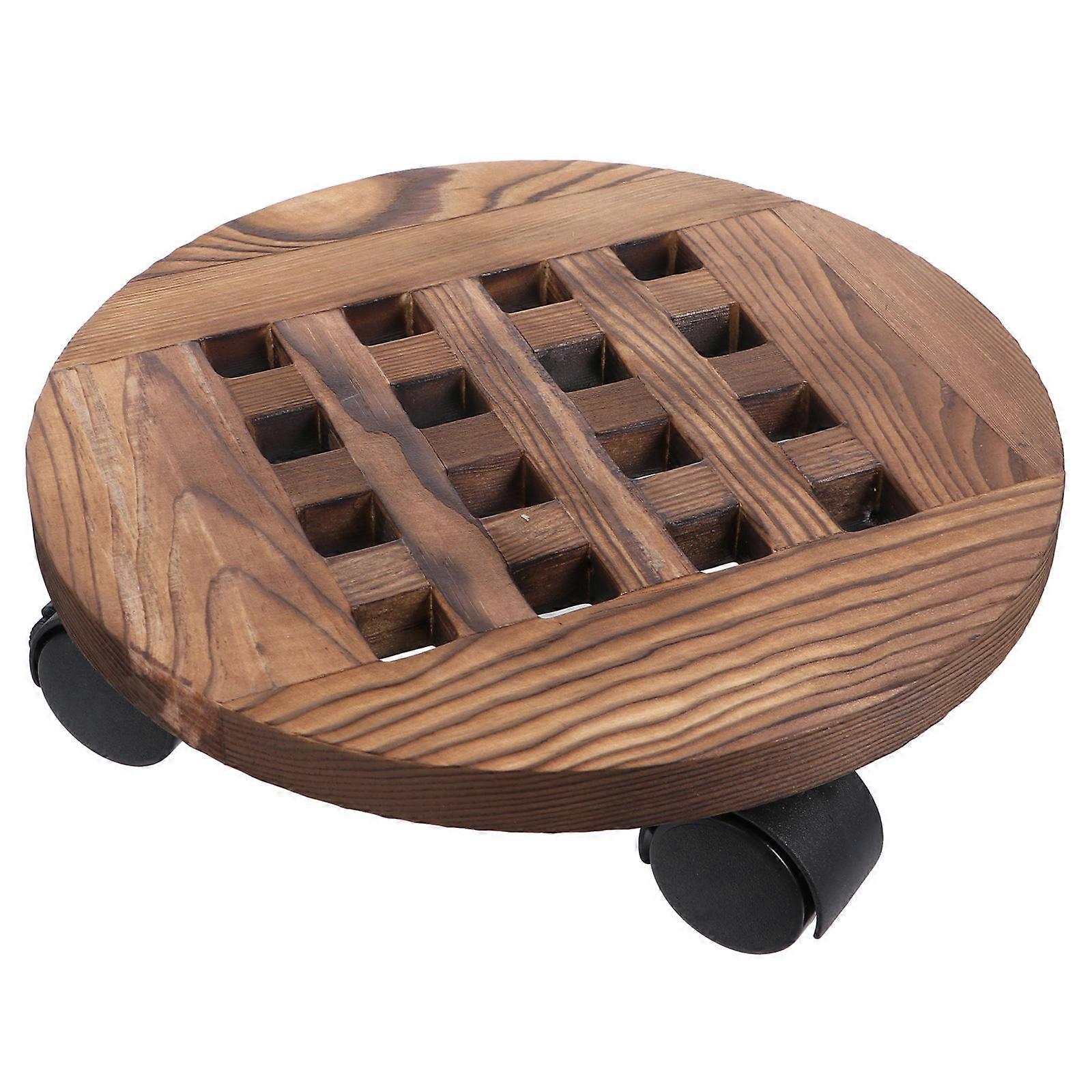 Brown Synthetic Plant Pots Tray with Wheels for Home Use Strong and Durable 12.5 Inches Diameter