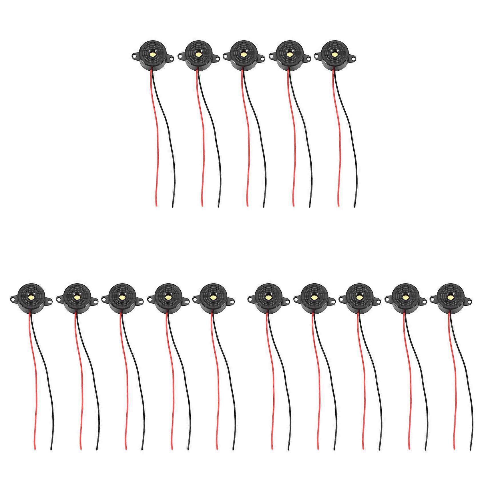 15 Pcs DC 3-24V 85DB Sound Electronic Buzzer Alarm Black 23 x 12mm