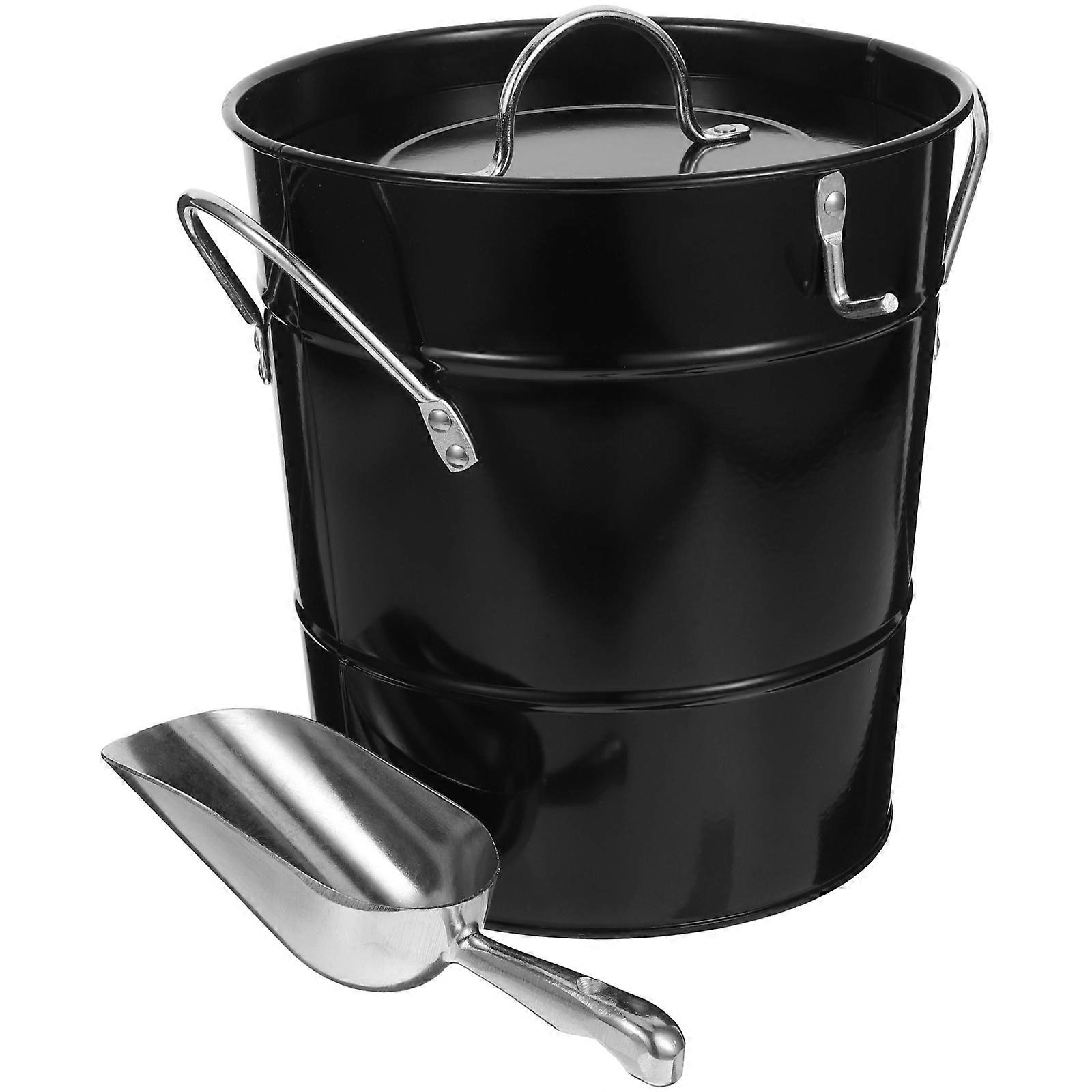 Galvanized Iron Bucket with Lid for Storage Use Black Smooth Edge and Scratch Resistant 10.5 Inches