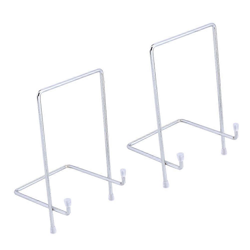Silver Iron Easel Display Stand for Photos Artwork and Collectibles Storage Solution 2pcs