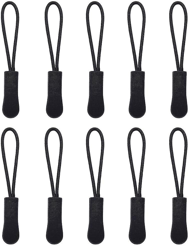 10 Pcs Of Zipper Pull, Zipper Label, Rope Pull Zipper Extension(black),detachable Pull Cord