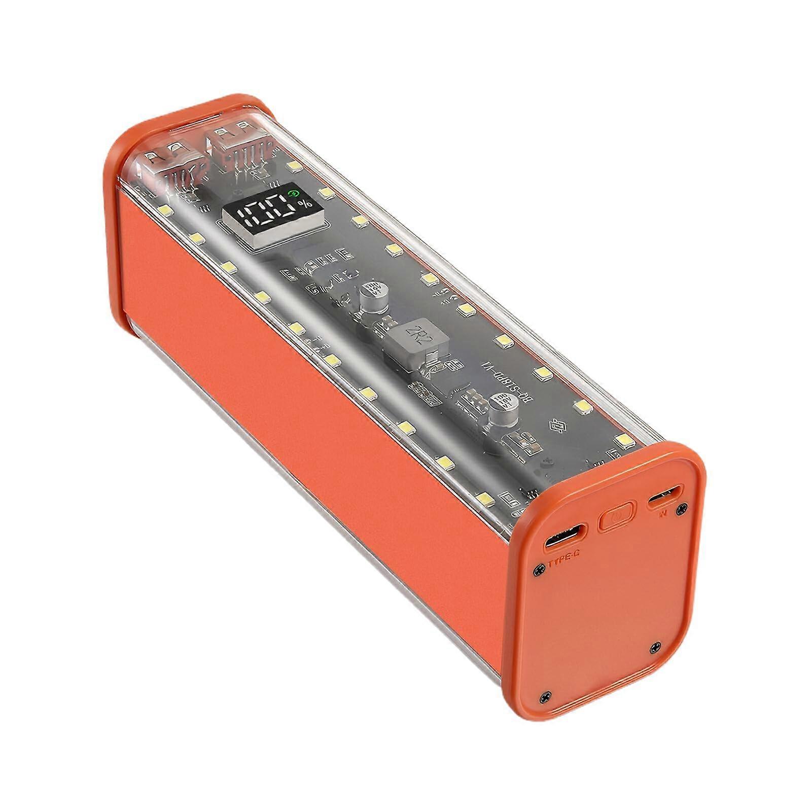 8 Slot Transparent 8 Cell For 18650 Battery Box with Large Capacity Digital Display Battery Storage Case ABS Surge Orange Frame
