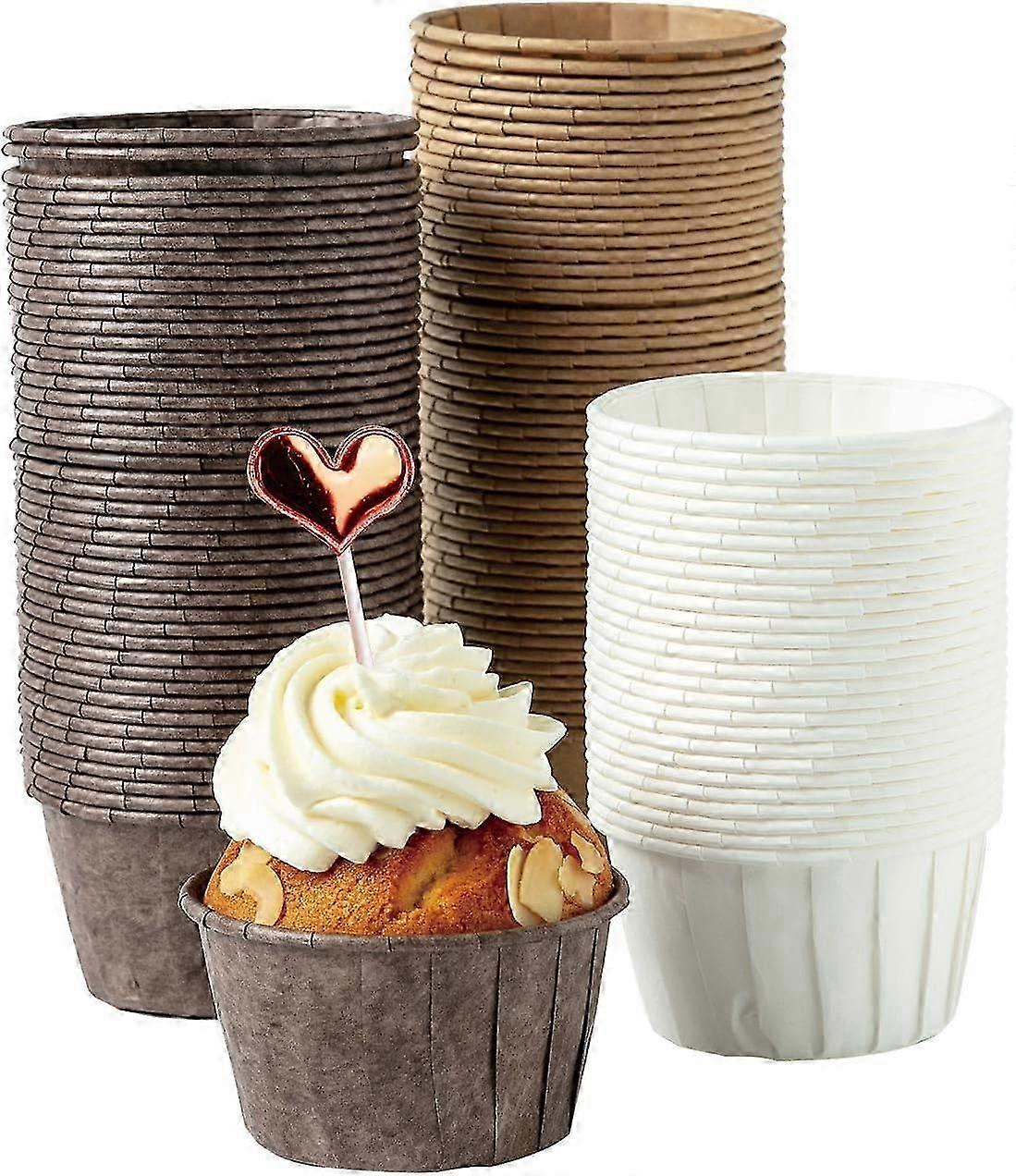 Mini Cupcake Liners, 150 stk engangs bagekopper til bryllupper, fødselsdage, fester i hvid, brun, mørkebrun