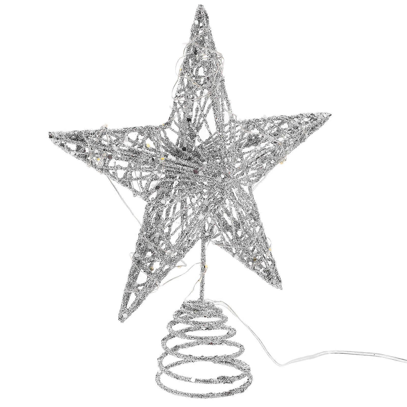 Elegant Silver Star Pendant Ornament For Yard Porch Home Decoration 1Pack 25cm