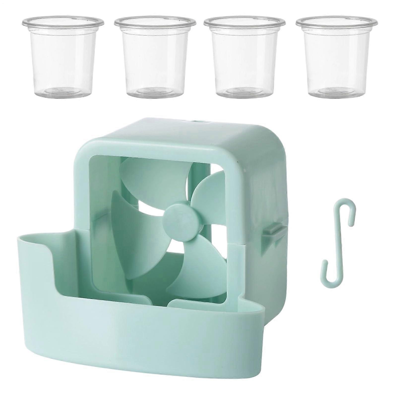 Fan Mist Cooling Adapter for Floor Fans, Portable 4.33 x 3.54 x 3.54 Inch Ice Box, Easy Install for Balcony and Terrace Use, Blue