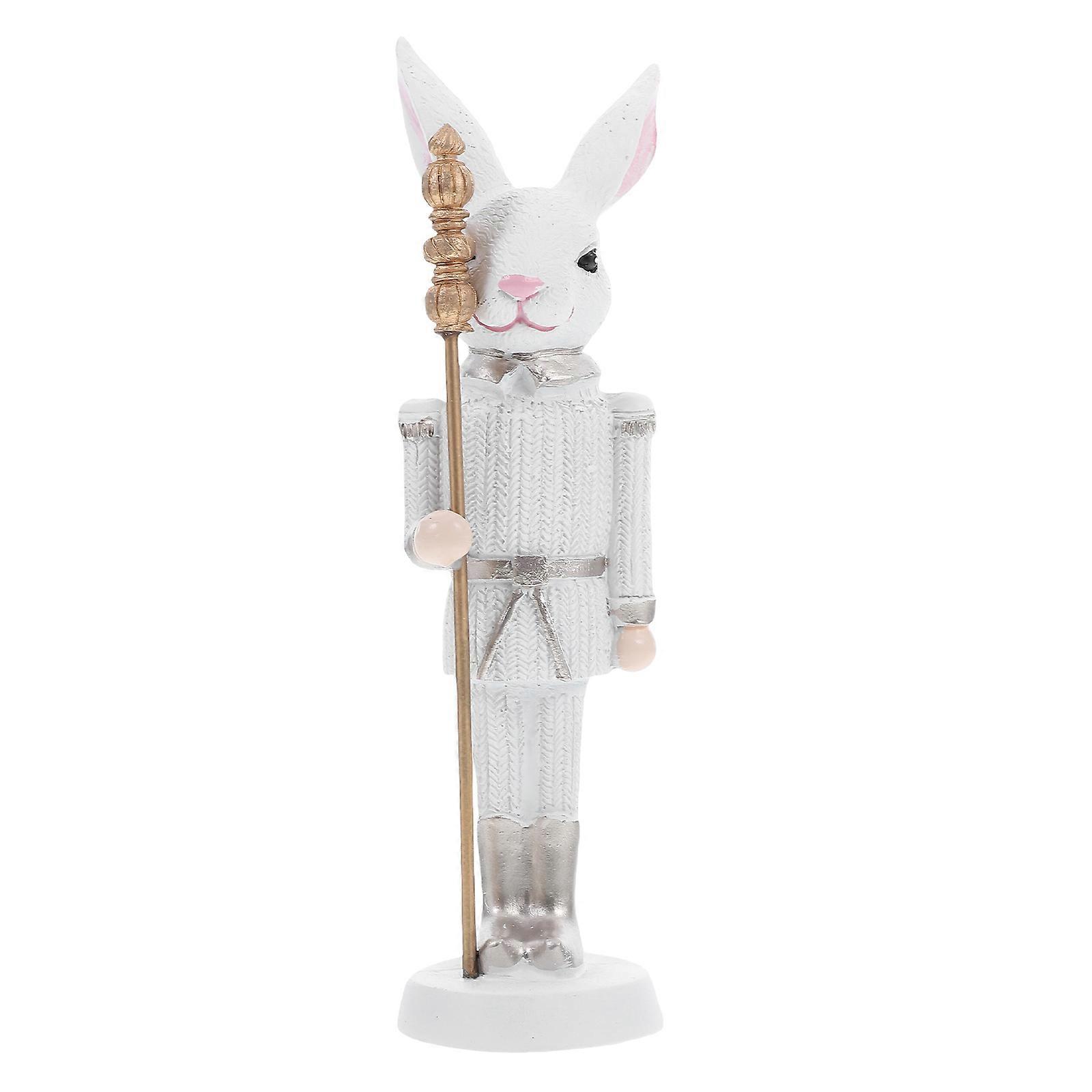 Easter Statue Resin Rabbit Figurine Nutcracker Decor for Home