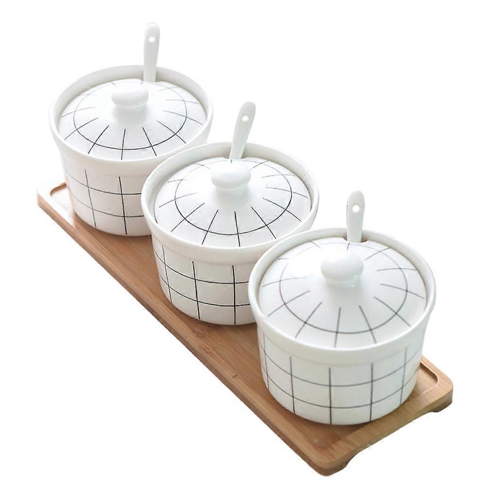 Ceramic Spice Container With Lids For Home Organization In Round Shape With Storage Function 1 Set