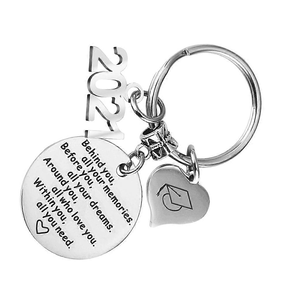 Graduation Keychains Heart Shaped Pendant For Students And Friends In Silver Color Organize Keys 1Pc