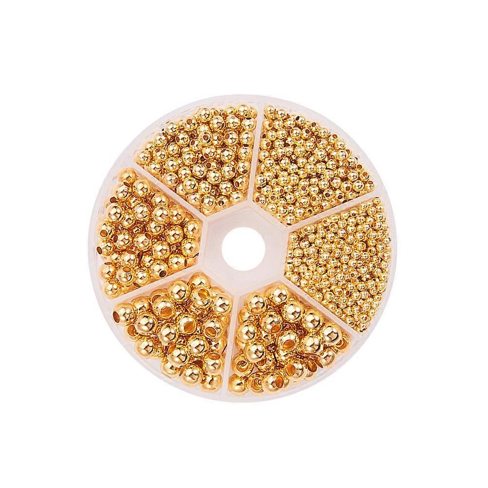 1 Set Small Glossy Metal Copper Spacer Beads Mixed Pendants Charms with Storage Case for Jewelry Making Art Craft (Golden)