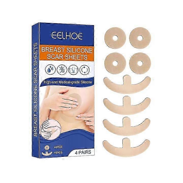 Silicone Scar Sheets Silicone Scar Sheets for Breast 8 Pack Breast Reduction After Surgery for Scars, Scar Removal Sheets, 4 Areola Soft Strips & 4 An