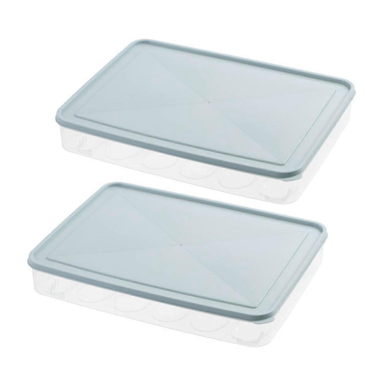 Stackable Egg Storage Boxes - 2 Pack Plastic Refrigerator Egg Organizer with Lid for Freshness and Easy Access