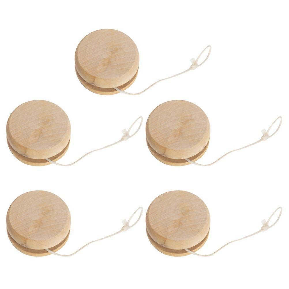 Wooden YoYo Ball for Party Fun Safe and Sturdy Beige Color Smooth to Use 5 Pieces