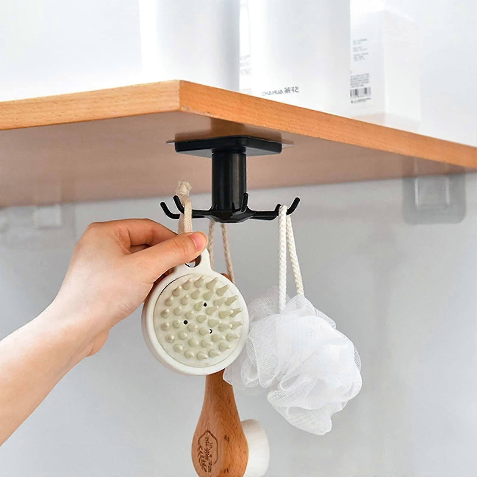 2-Pack Rotating Kitchen Utensil Holder with Adhesive Hooks for Tool Organization and Cooking Accessories Storage Solution