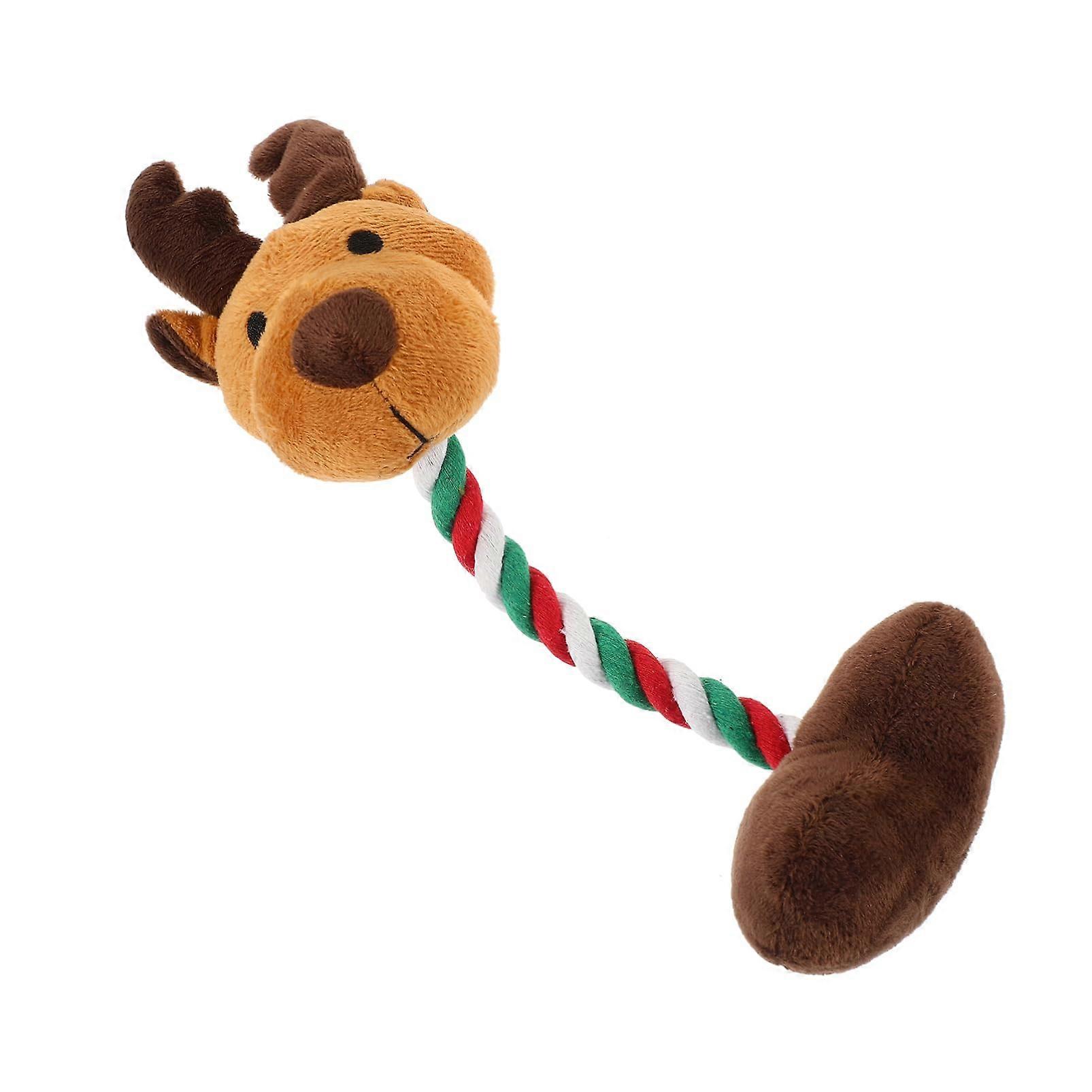 Xmas Squeaky Dog Toy ElkShaped Chew Toy for Interactive Pet Play, Stress and Festive Joy, Safe Plush Material