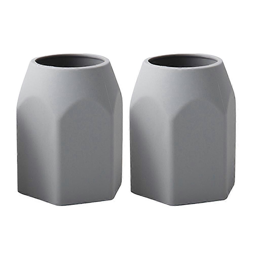 Stylish Geometric Grey Silicone Desk Pen Stand For Professionals Students Office 9.5X8CM Protective Storage 2Pcs