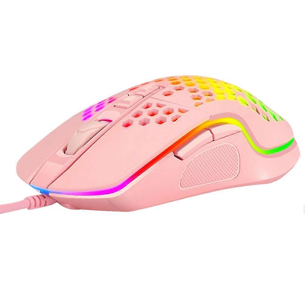 Wired Gaming Mouse with Honeycomb Shell, Ergonomic Optical Controller with RGB Lighting for Laptop and Desktop
