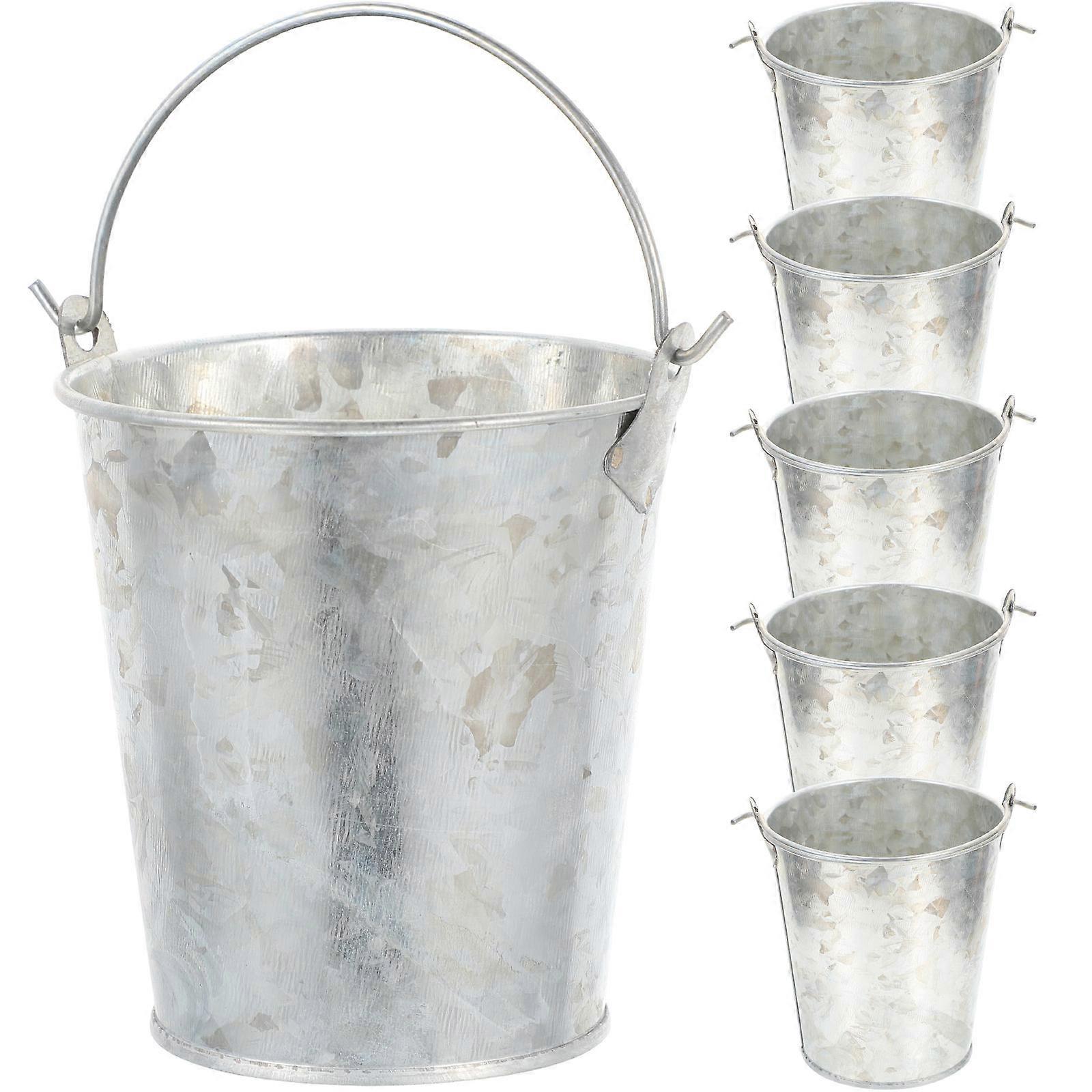 6pcs Retro Iron Flower Buckets, Decorative Planters for Tabletop, Balcony, and Garden, Rustic Style Storage for Small Plants and Flowers, Home Decor