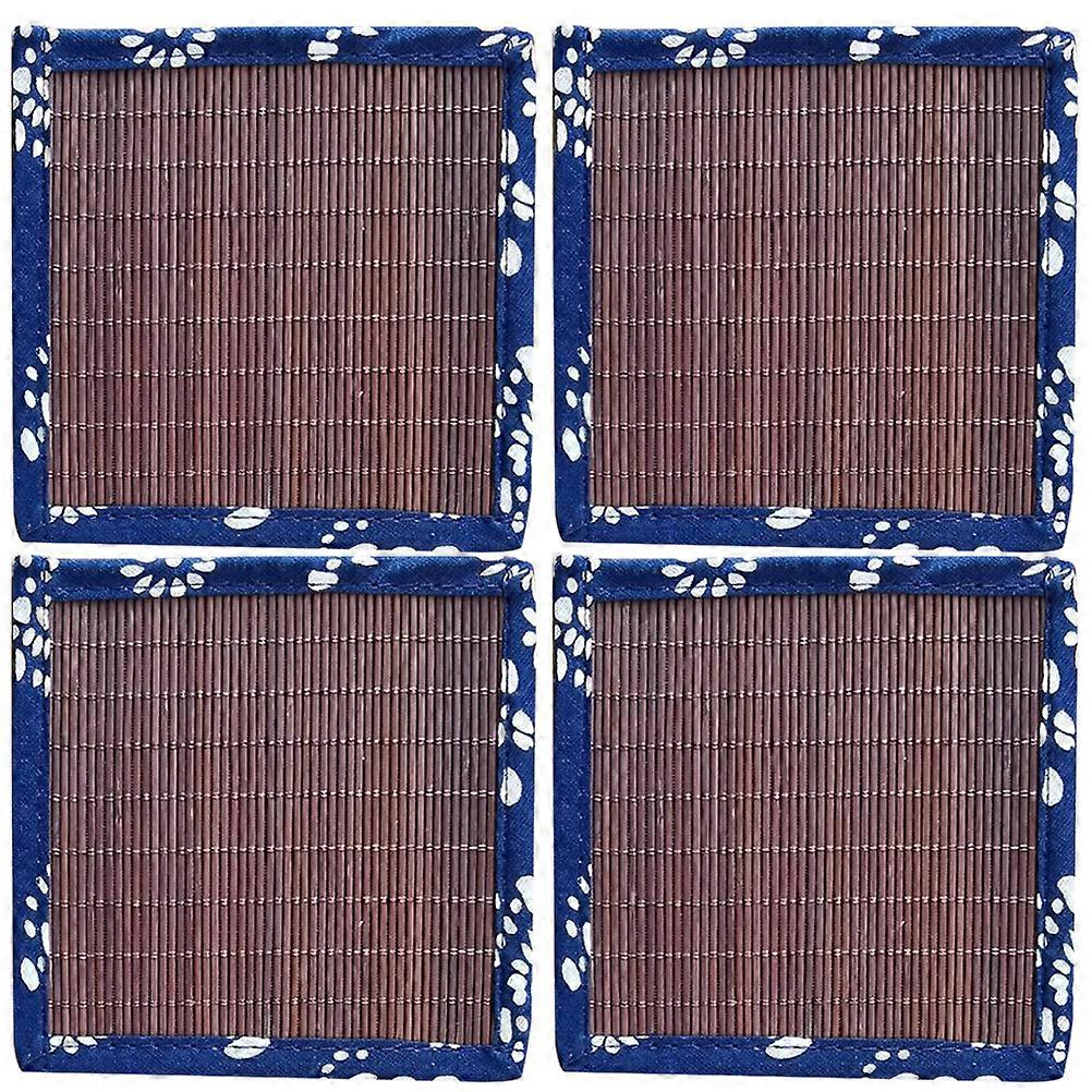 Decorative Coasters 4Pcs Square Bamboo Coasters Consumers Tabletop Protection For Dining Table Tearoom Hotel