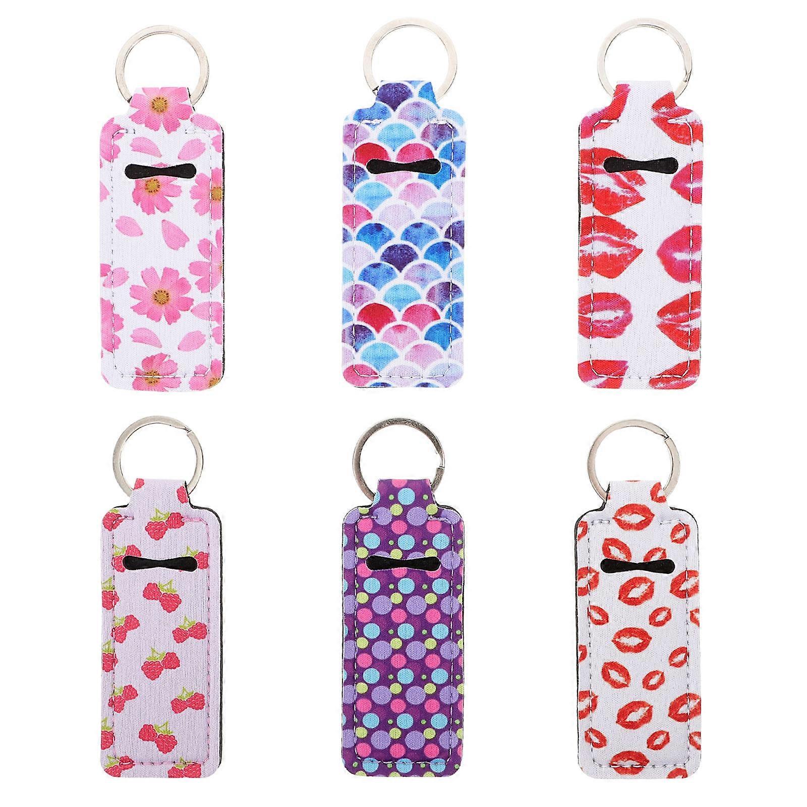 6pcs Vibrant Color Lipstick Keychain Covers Portable Protective Holders for Convenient Storage and Easy Access