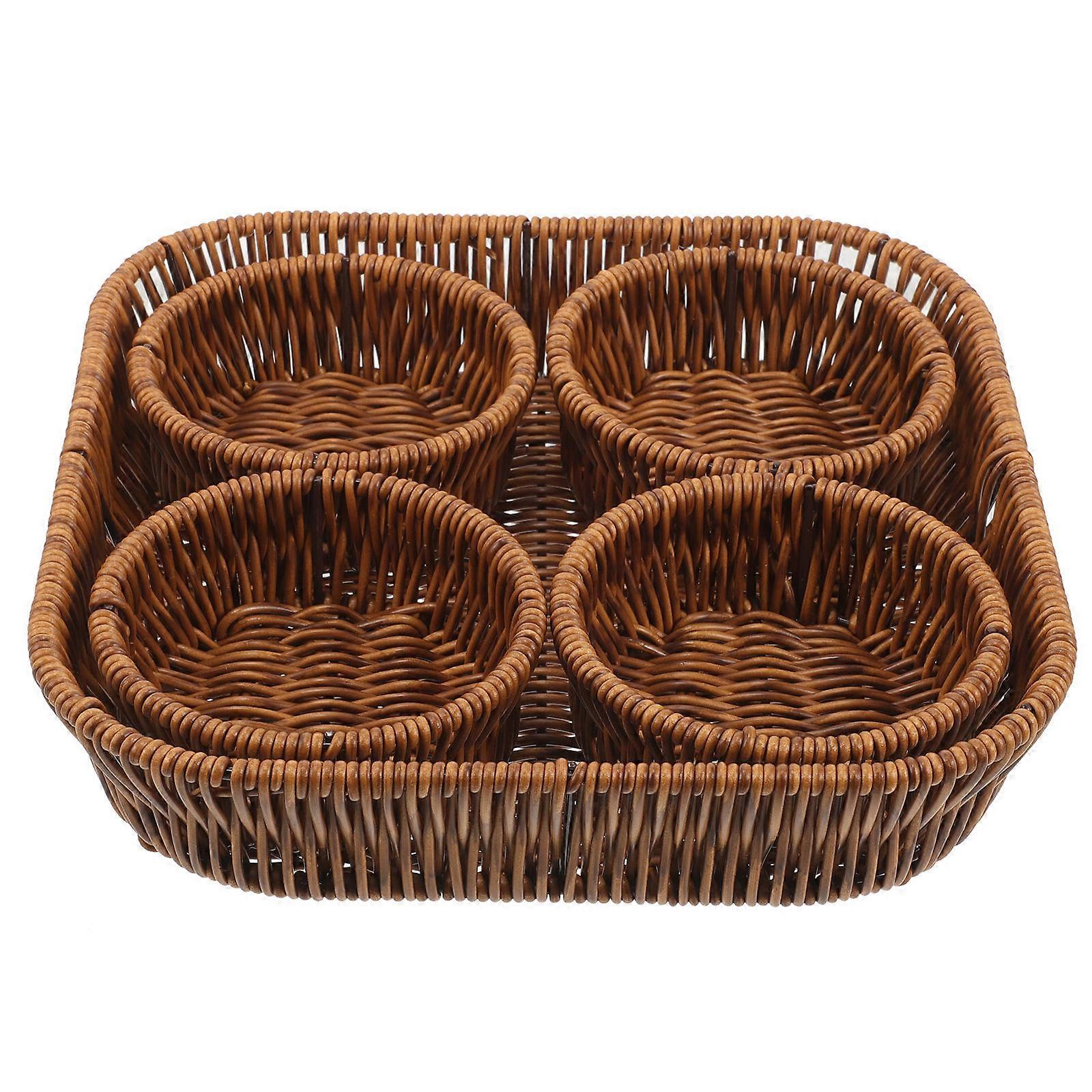 Woven Storage Basket for Snacks and Dried Fruits Set of 1 in Light Brown PP Material for Home Use