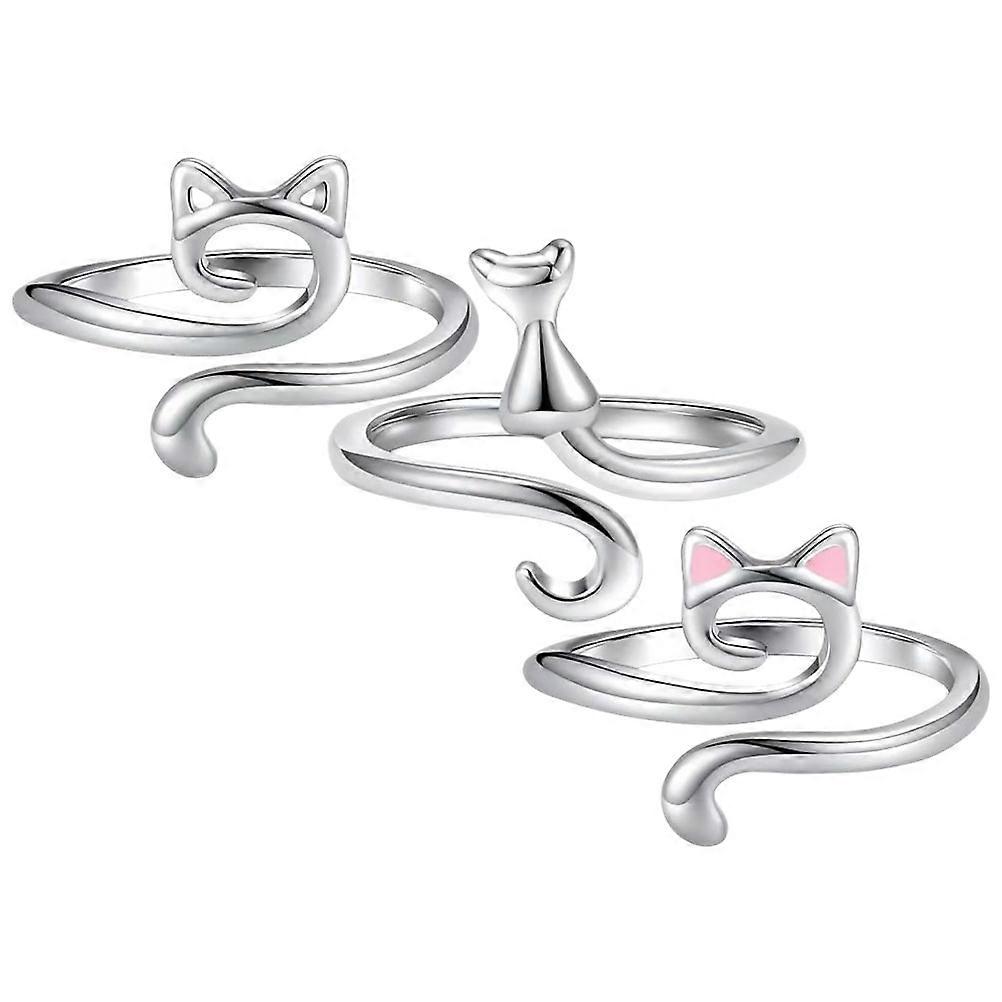 3Pcs Durable Knitting Crochet Rings For Experienced Users Yarn Guide In Silver Finish