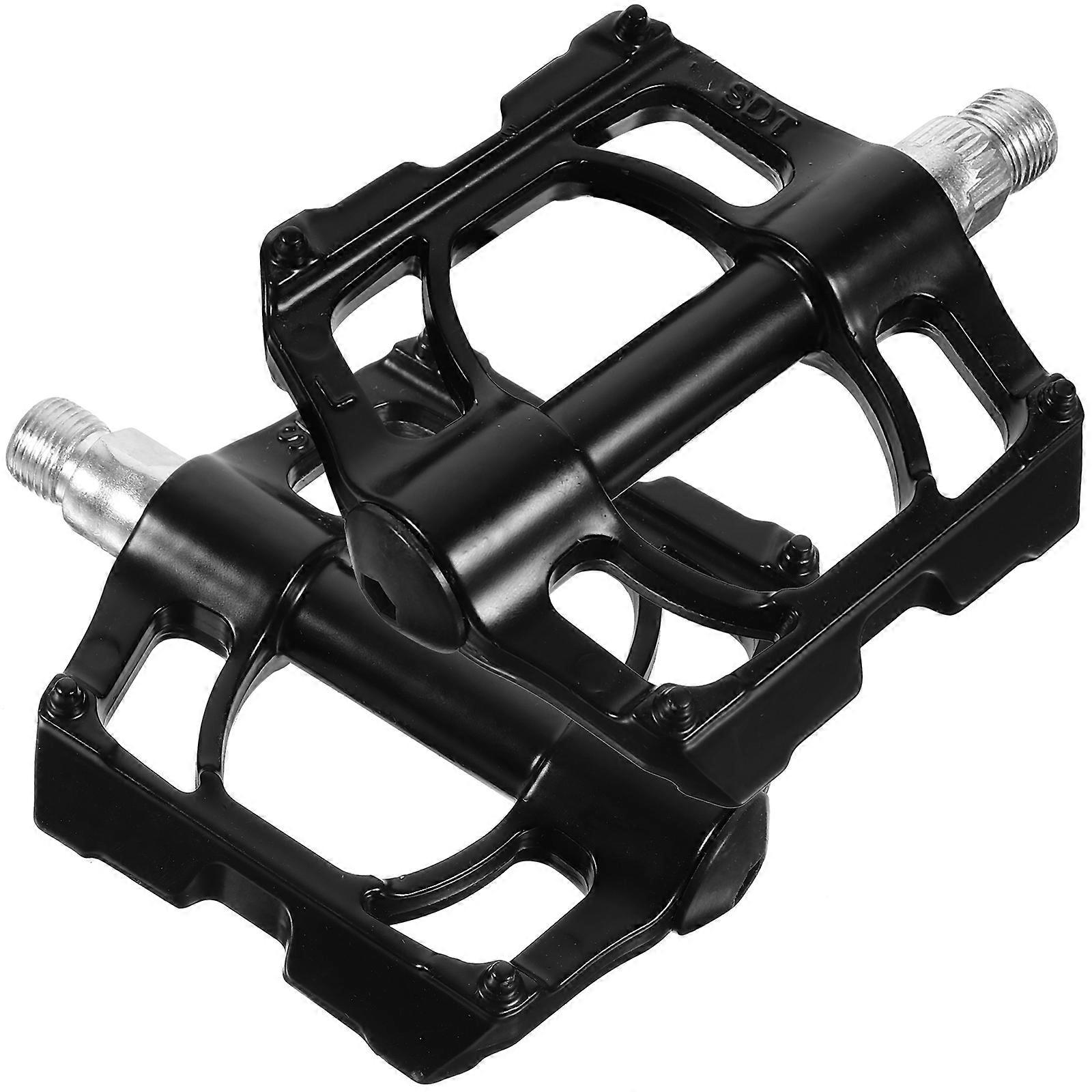 Black Aluminum Alloy Bicycle Pedals for Mountain Bike Use with Ergonomic Design and Multiple Bearings 1 Pair