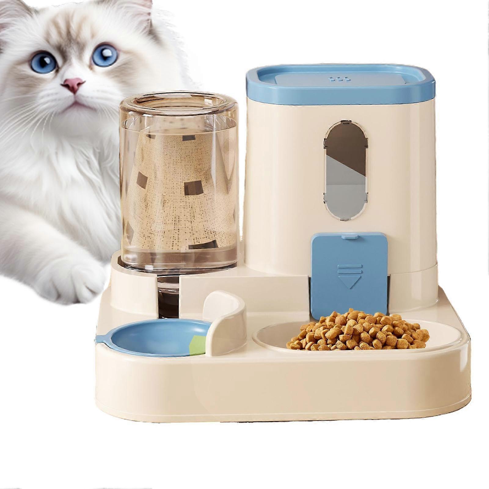 Automatic Cat Feeder and Waterer Set  Automatic Cat Food Dispenser Set  Automatic Cat Feeder  Food Dispenser Blue