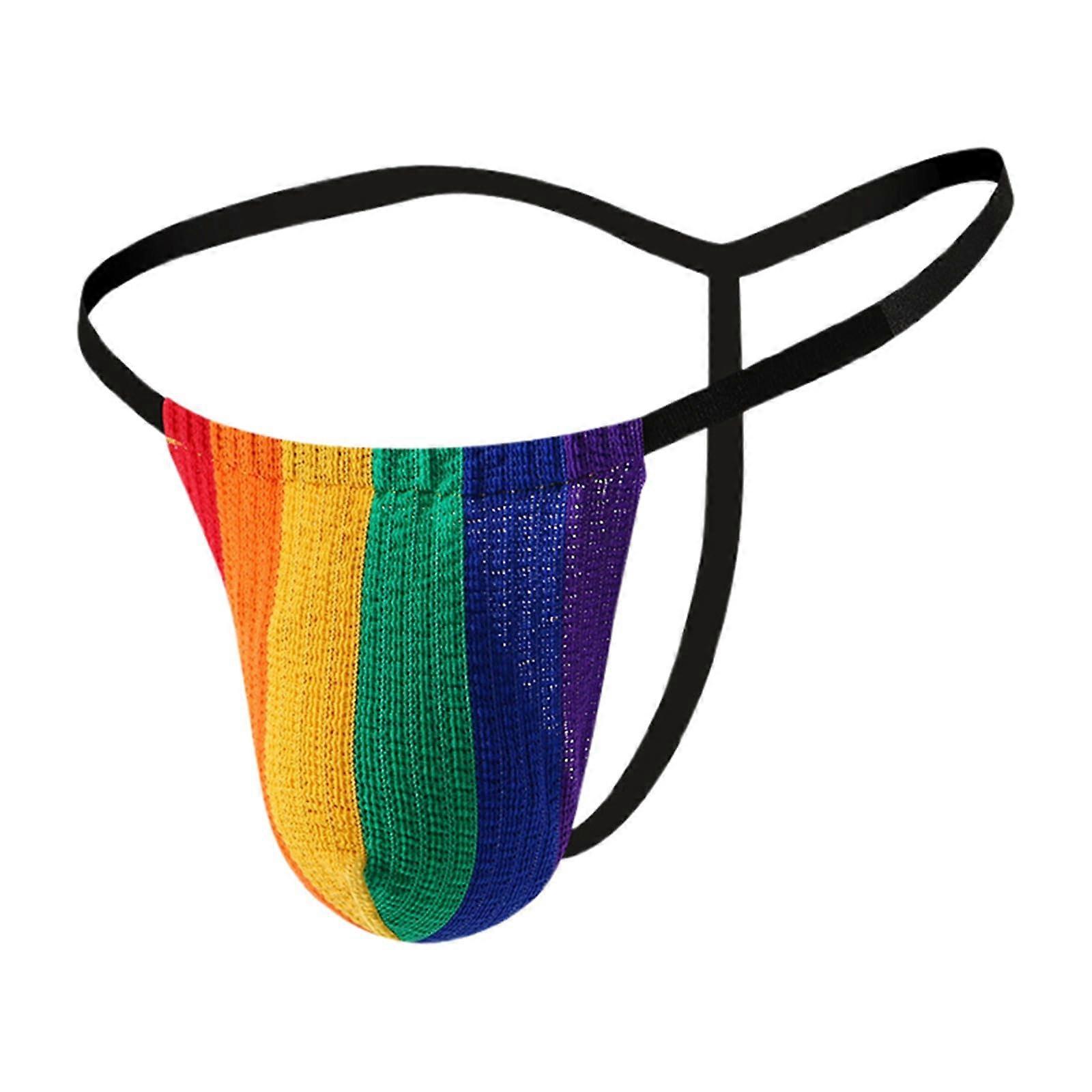 Jockstrap ملابس داخلية رجالية قوس قزح مع حقيبة حقيبة لانجري جنسي XL أخضر