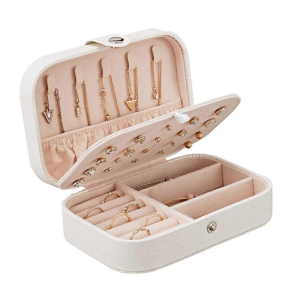 Portable Jewelry Box, Leather Travel Jewelry Organizer with Zipper and Buckle, Compact Display Case for Accessories