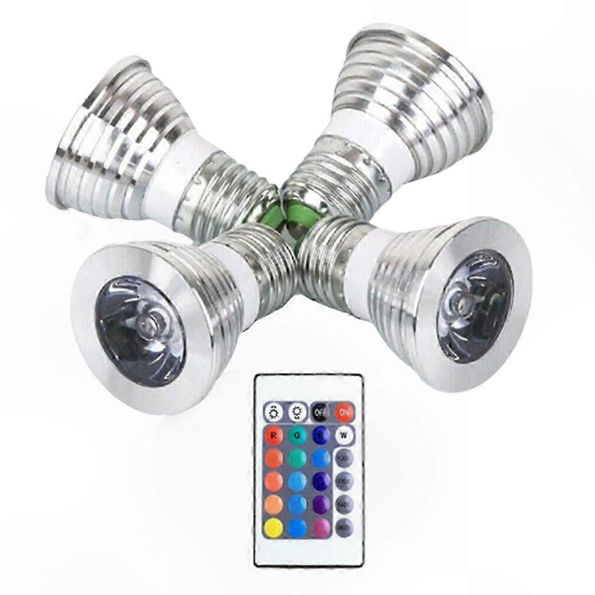 4-Pack E27 LED Bulbs with Remote Control, 17 Colors and 4 Dynamic Modes, Memory Function for Adjustable Spot Lighting
