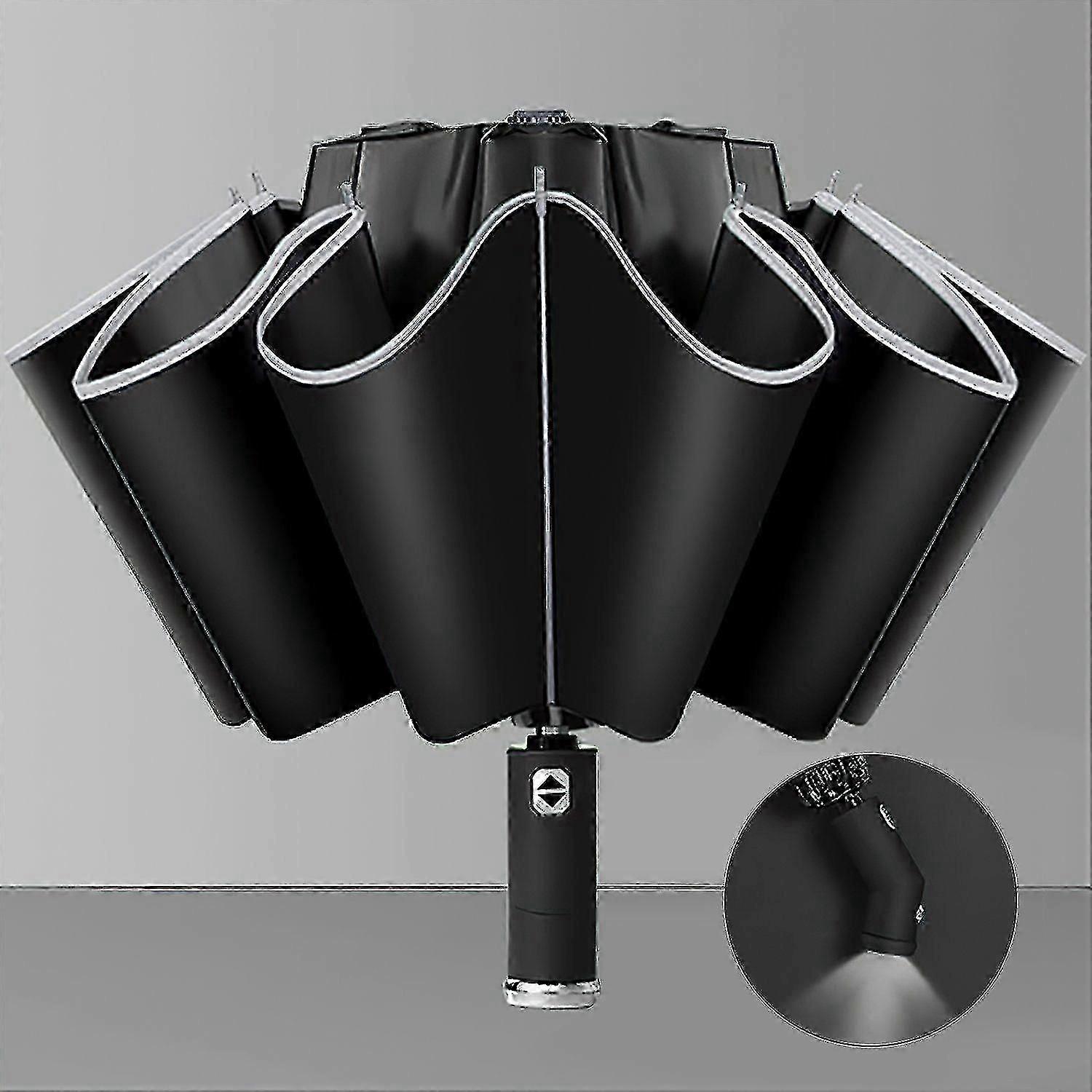 Umbrella Stormproof Up To 140 Km/h - Incl. With Automatic Open-close Function, Reverse Folding (without Dripping) & Led Light
