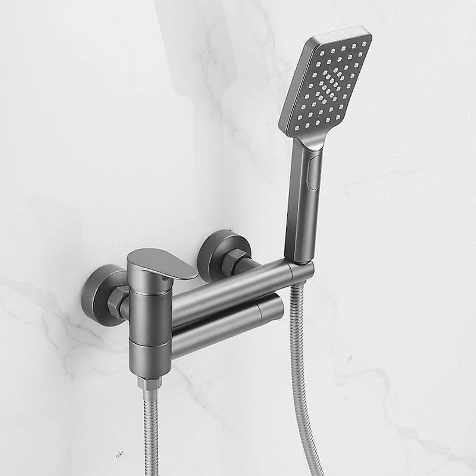 Waterfall Bathtub Faucet With Hand Shower, Concealed Bathtub Faucet, 4-Mode Single Lever Mixer for Bathtub, Gray