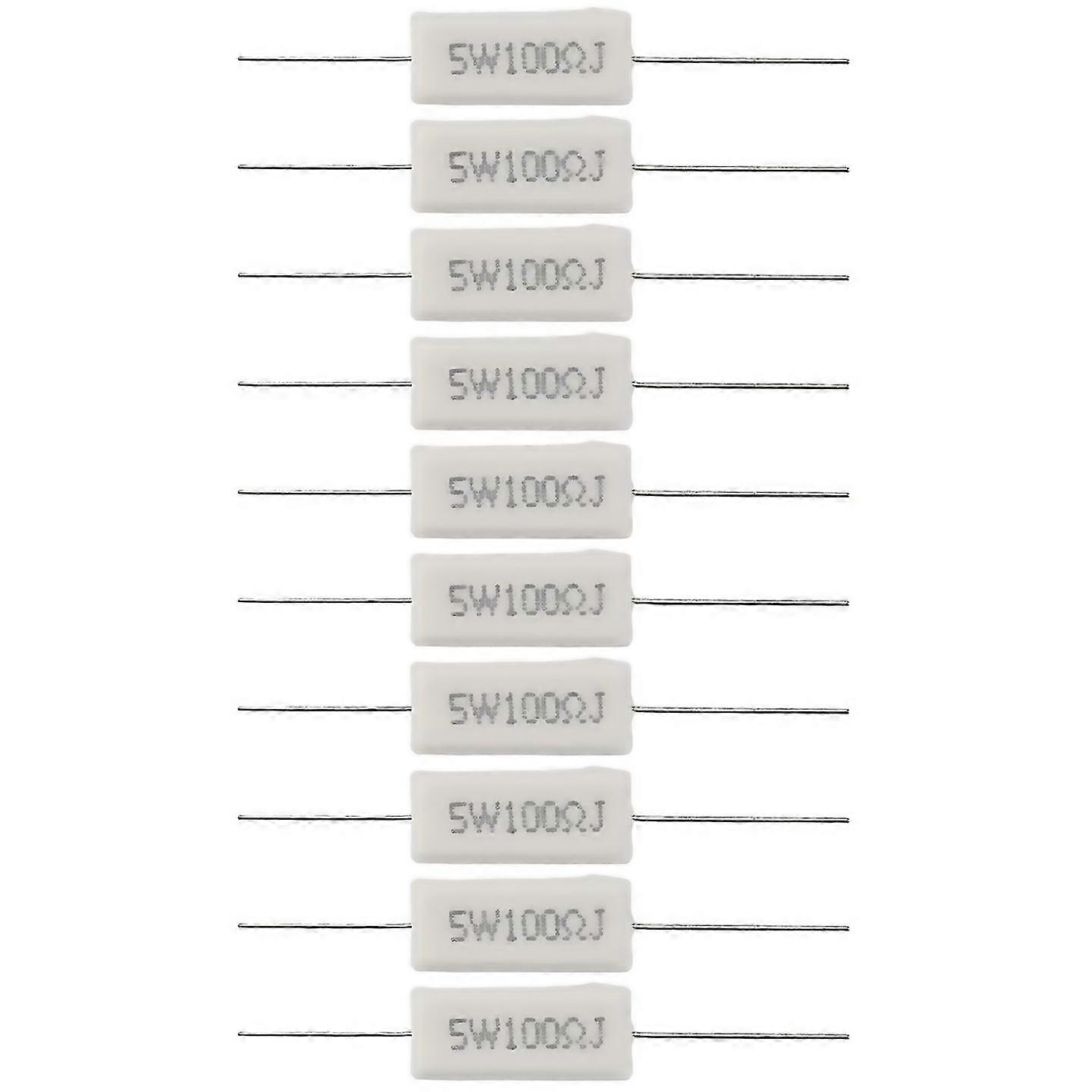 For 10x Wirewound Ceramic Cement Resistors 100 Ohm 5w Watt