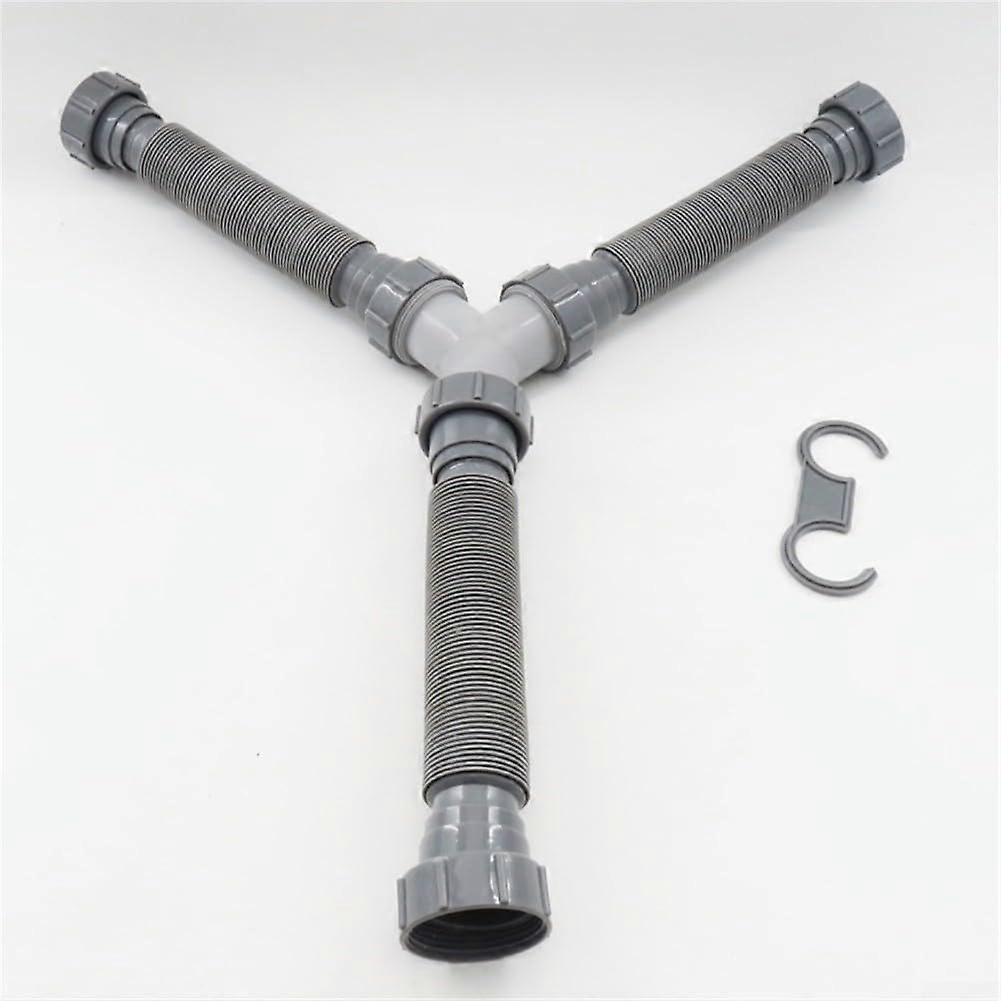 Bathroom Sink Drain Set Adjustable Double P Trap 1.5" Pipe with Flexible Extension 8-31.5"