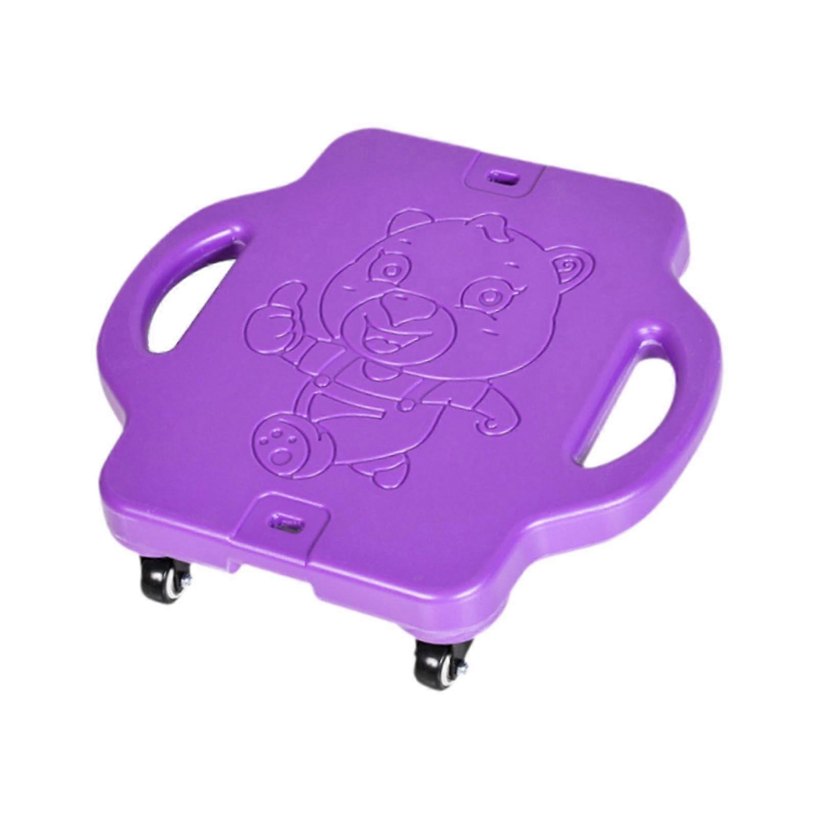 Scooter Board with Handle for Kids Physical Education Sitting Board with Rollers for Basement Playground Indoor and Outdoor Purple