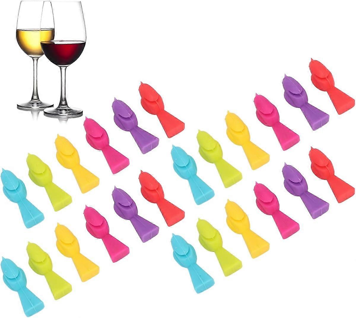 24Pcs Wine Glass Charms Markers, Bird Shape Silicone Wine Cup Labels