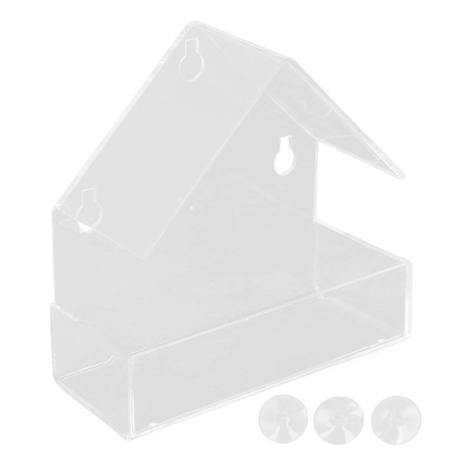 Window Bird Feeder with Suction Cup Acrylic Bird Feeder Tray for Farm Garden
