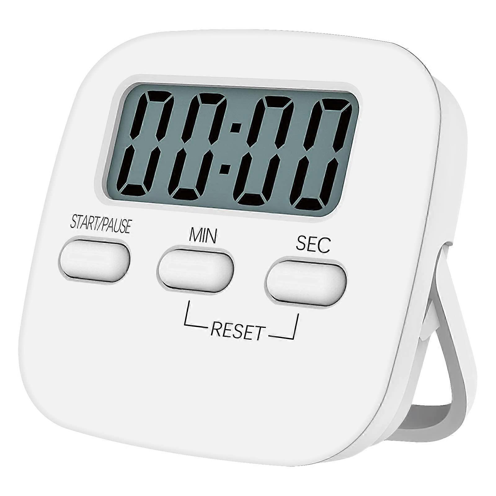 Magnetic Kitchen Timer with Large LCD Display, Loud Alarm, and Countdown (White)