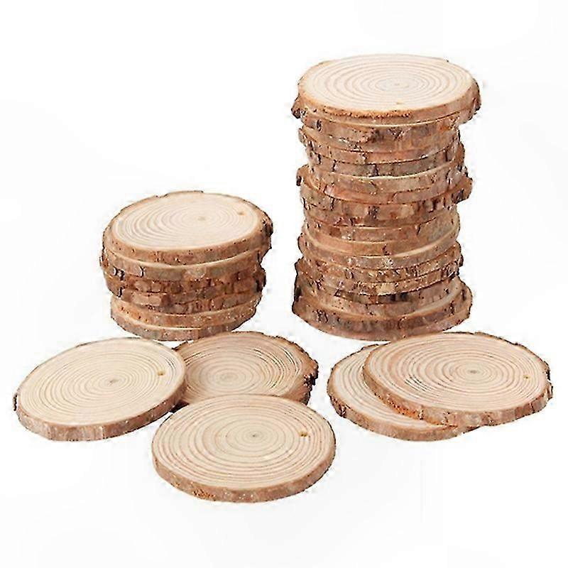 Natural Wooden Discs with Bark, 40pcs 3-4cm Round Slices for Crafting & Home Decor Projects