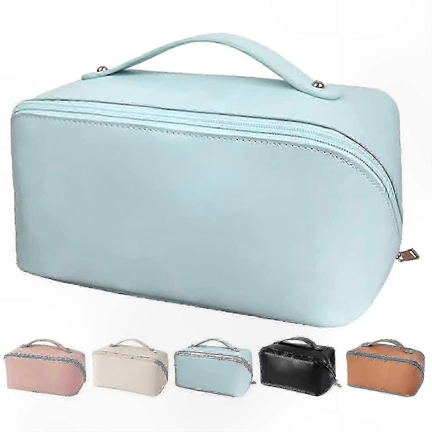 大容量トラベルコスメティックバッグ、特定のブランド用の防水PUレザーメイクアップバッグ(色:ブルー)