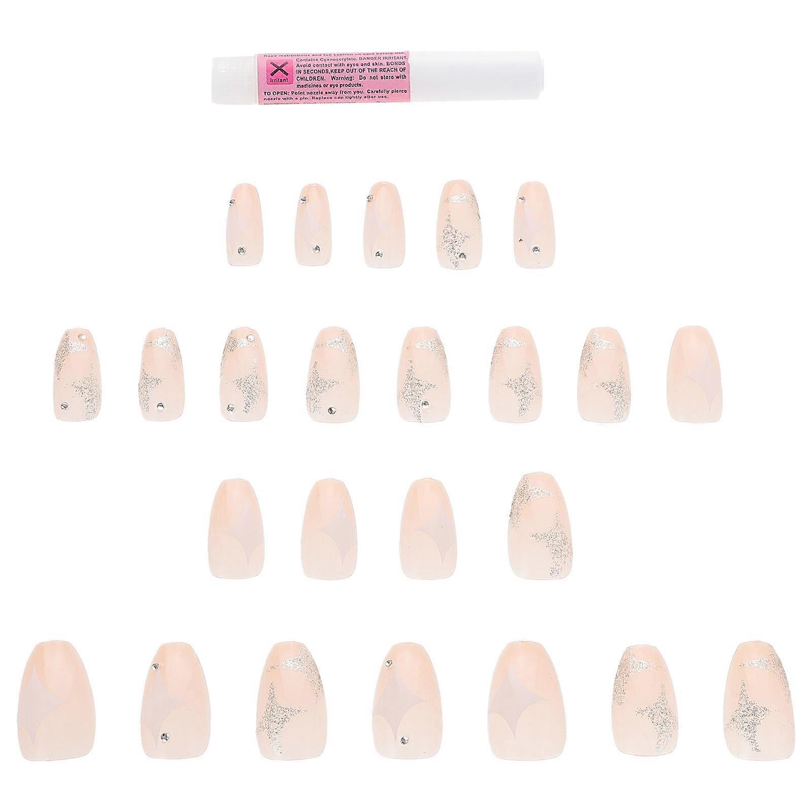 Full Cover False Nails Tips Artificial Nails for Nails Pink Plastic for Manicure 1 Set