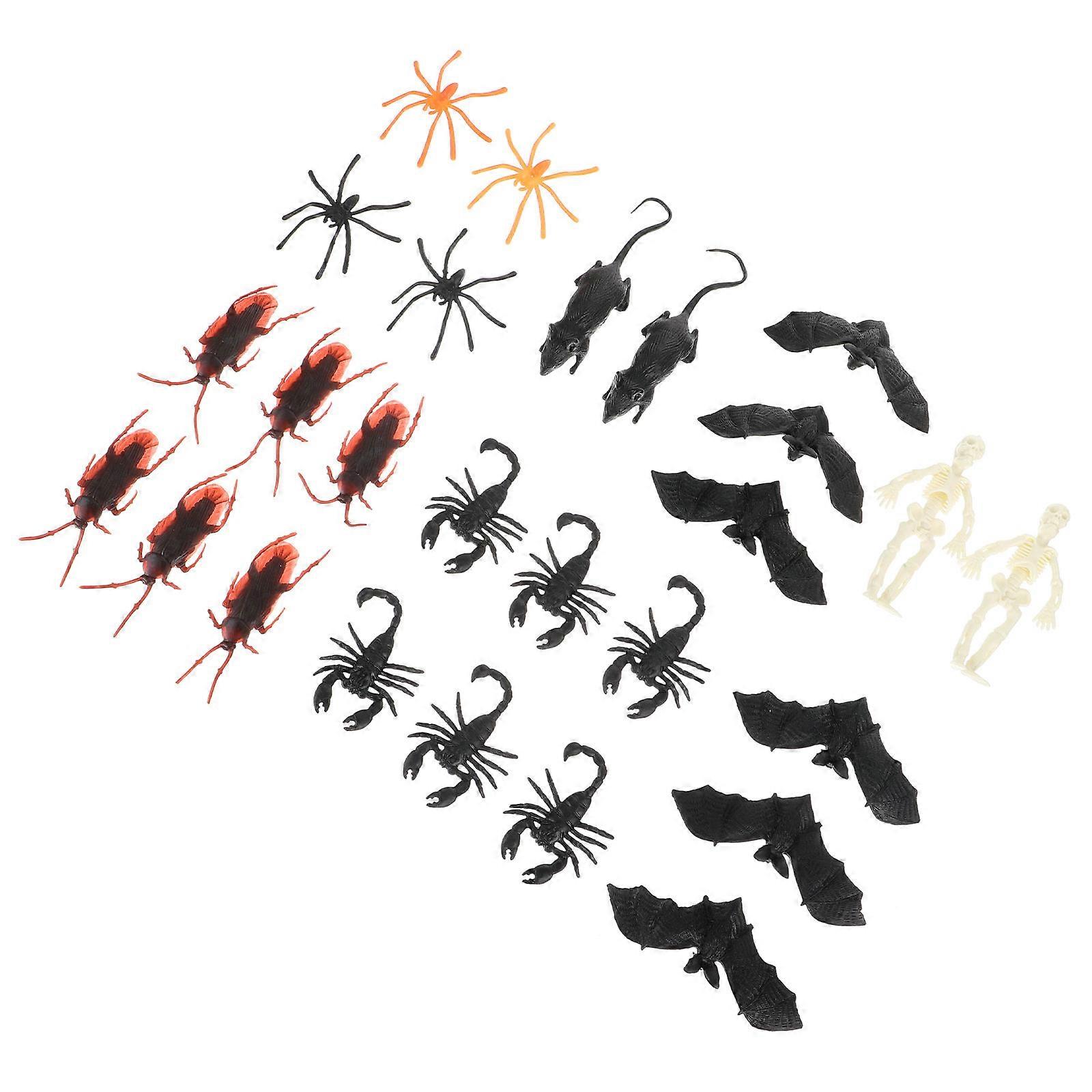 Halloween Emulation Prank Toy Skeleton Spider and Scorpion Plastic Haunted House Decoration 48Pcs