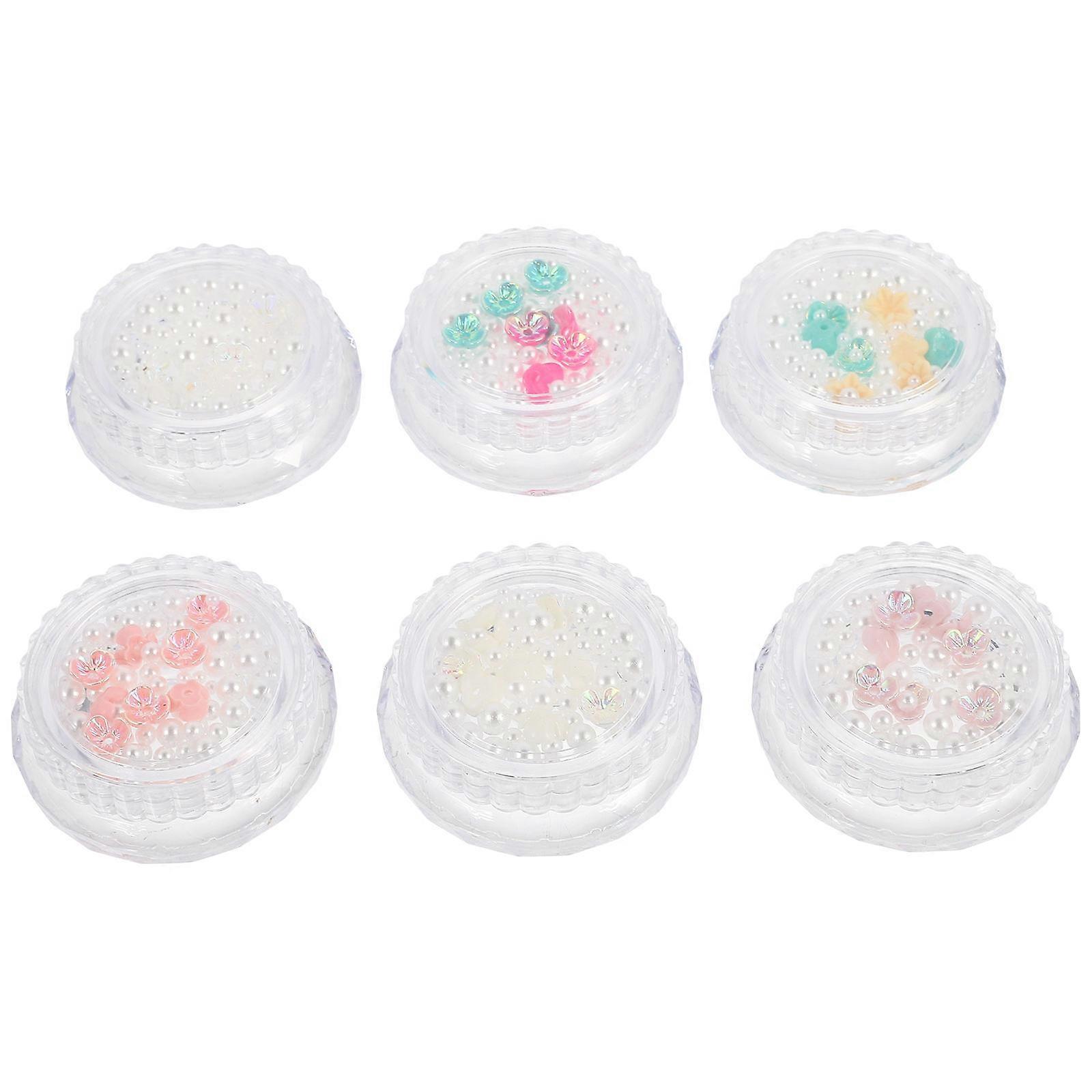 תכשיטי ציפורניים נייל קסם ציפורניים צבע מגוון פרח פנינה כדור פלדה עבור 6 קופסאות