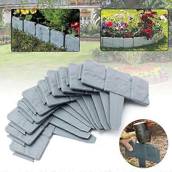 Garden edging, 10 pieces, gray stone imitation, interlocking and easy to install