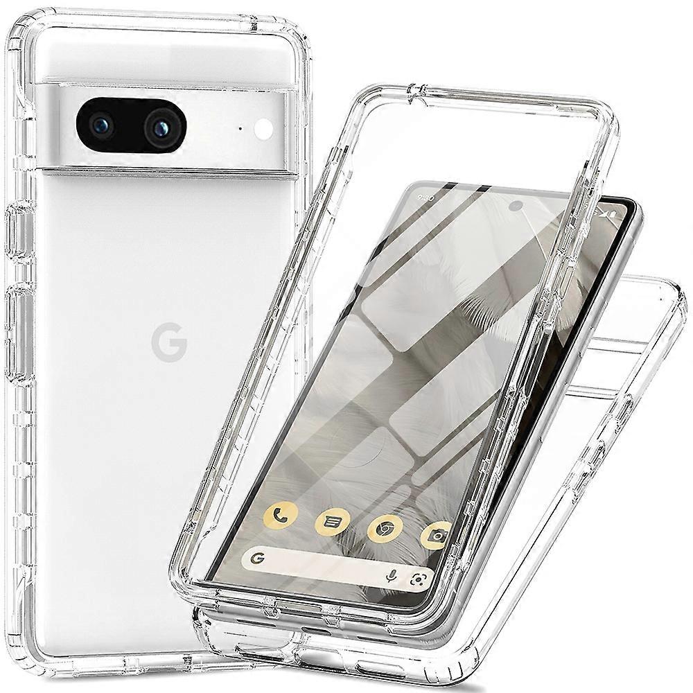 For Google Pixel 8 Case Gradient PC+TPU Phone Cover with PET Screen Protector - Transparent