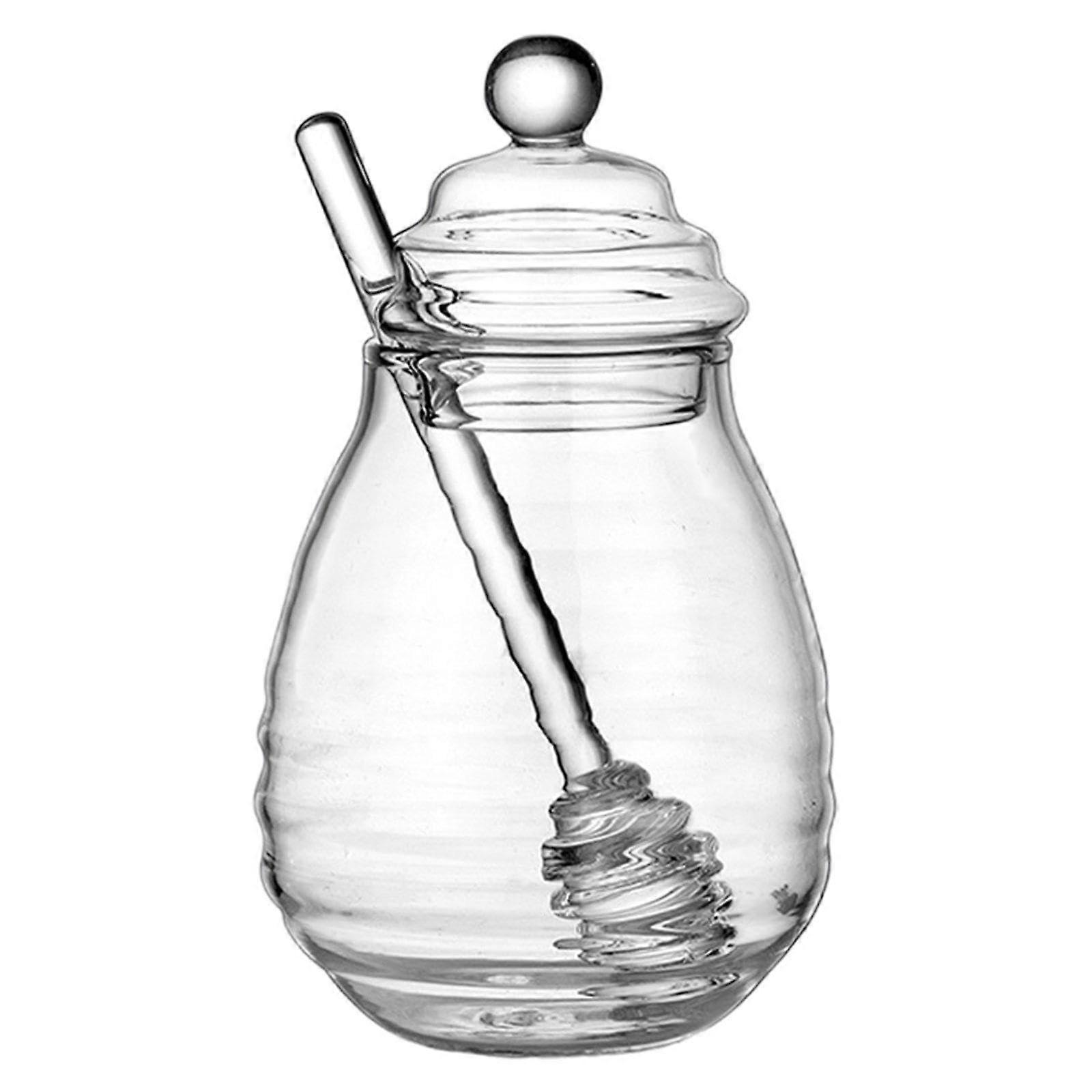 Honey Dispenser With Dipper And Lid - 400ml Honey Jar, Honey Bee Pot, Honey Storage Container For Party And Office Syrup
