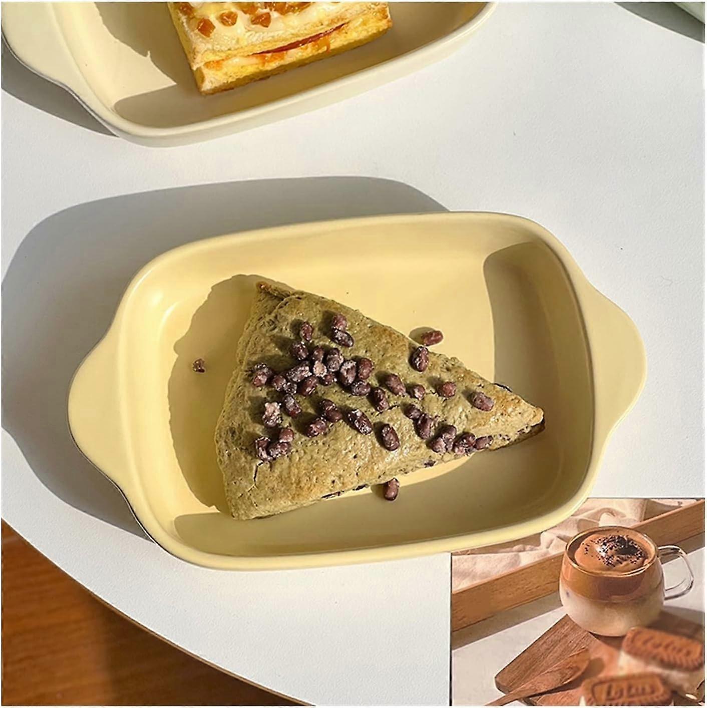 Baking Dish Cream-Colored Ceramic Small Rectangular Baking Bowl 3-Inch Oven Safe Baking Tray for Home Use