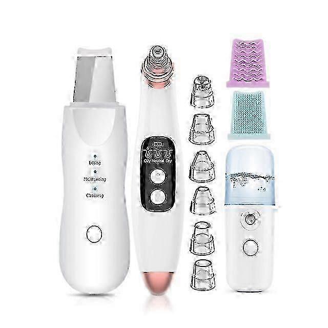 超音波スキンスクラバー+ブラックヘッドリムーバー電動毛穴クリーナー+ナノスプレーフェイススチーマー+フェイシャルマッサージ器+アイビューティー