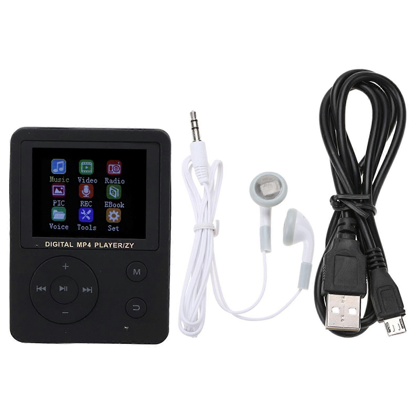 Thin Lightweight Portable Color Screen HiFi Player MP3 MP4 Music Player USB Round Button Black
